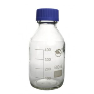 Clear Glass Reagent Bottle w Blue Cap 500ml