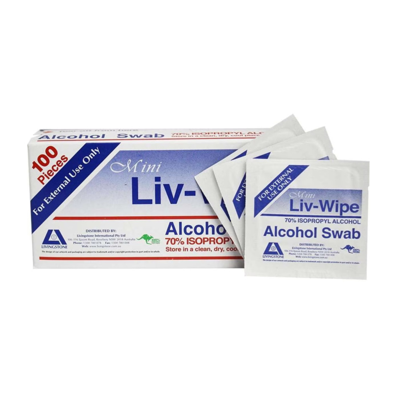 Liv-Wipe Alcohol Swabs Box of 100
